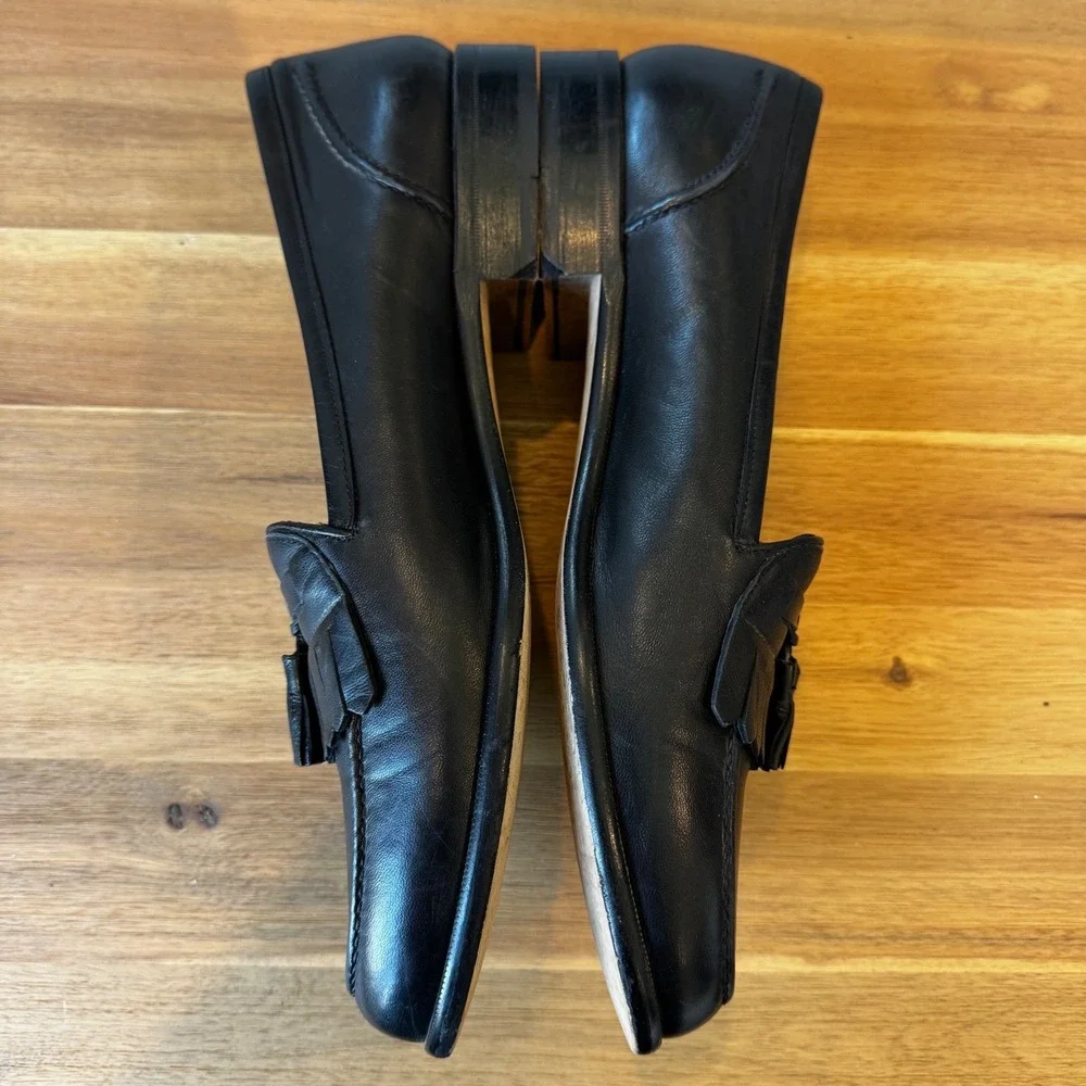 Pertini Men‎ 11 M Black Leather Tassel Loafers Kiltie Fringe Slip On Shoes Spain